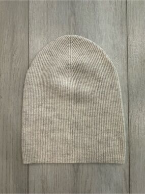 Babaton Beige Ribbed Knit Beanie